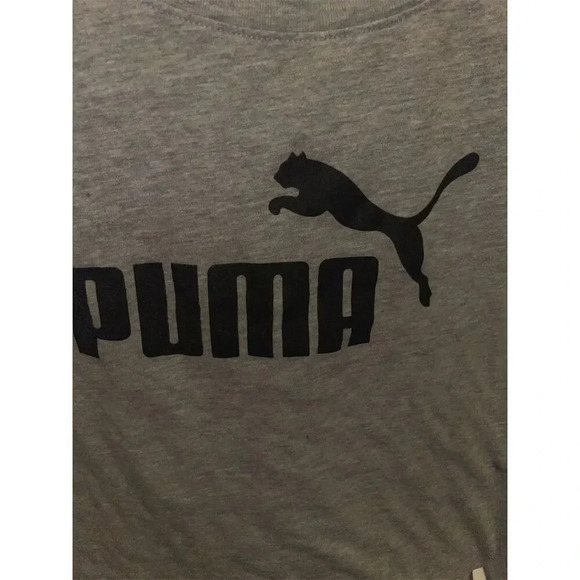 PUMA  XL Gray Logo T-Shirt Short Sleeve Crew Neck crop top oversized - Picture 2 of 5
